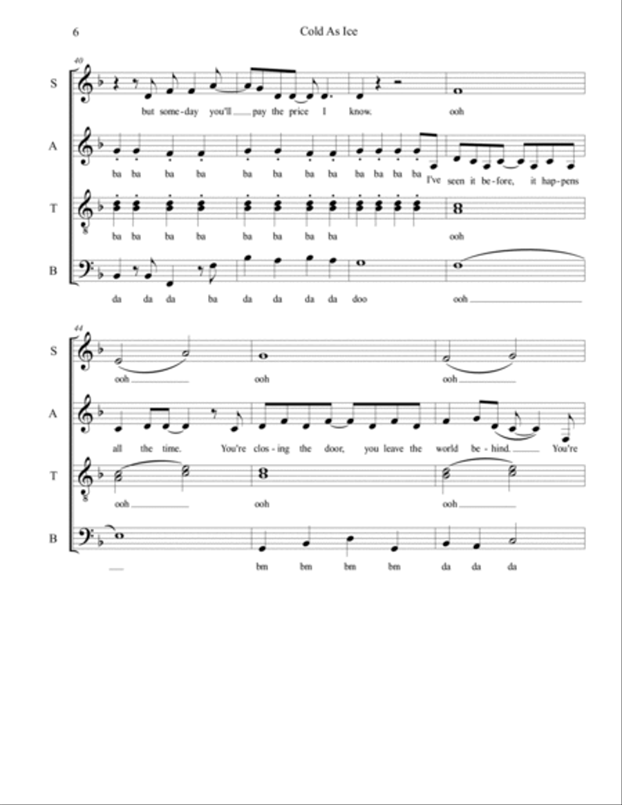 Cold As Ice 4-Part scores gallery preview page 6