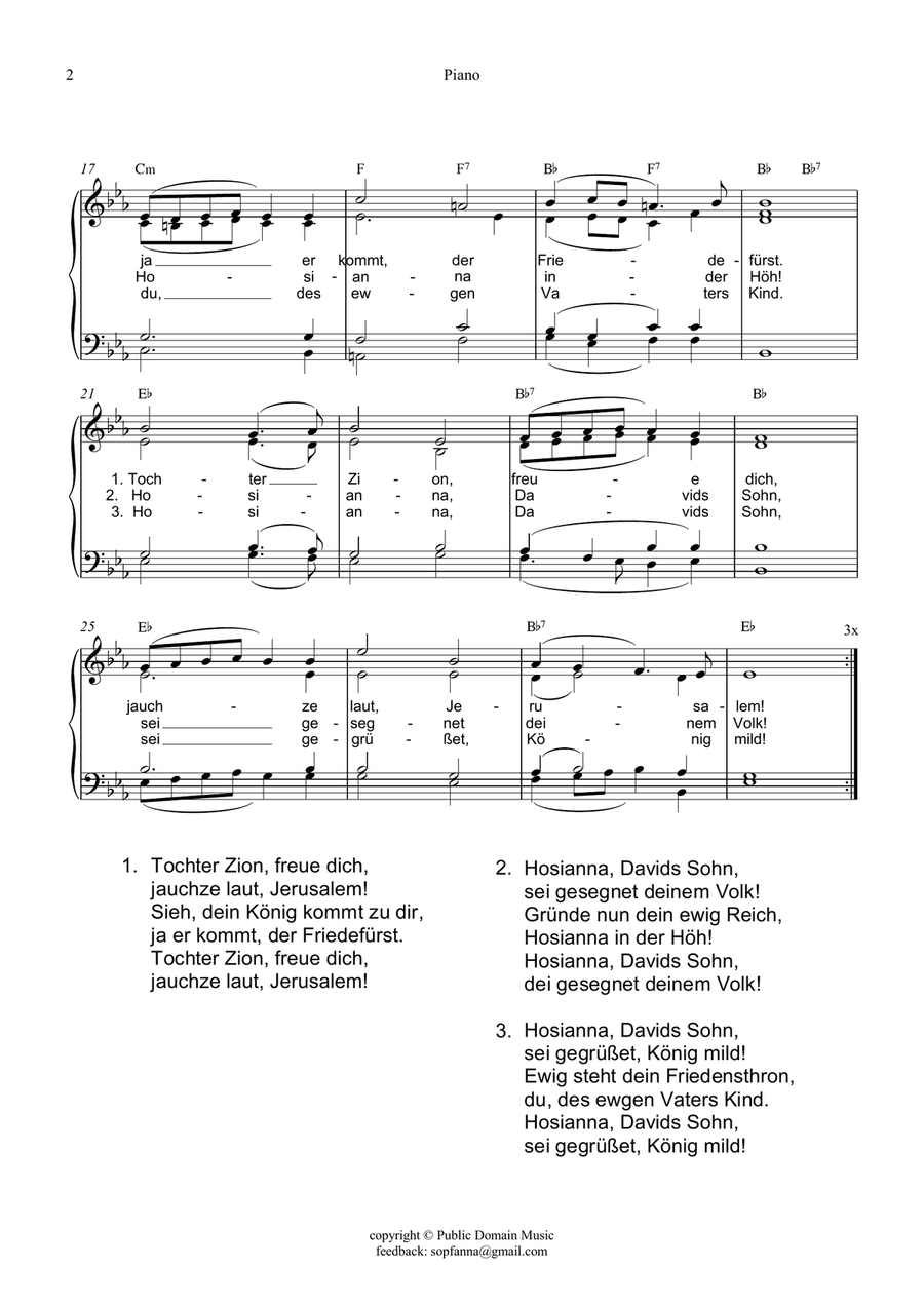 Tochter Zion - Daughter Zion, rejoice - for various instruments Piano, Vocal scores gallery preview page 3