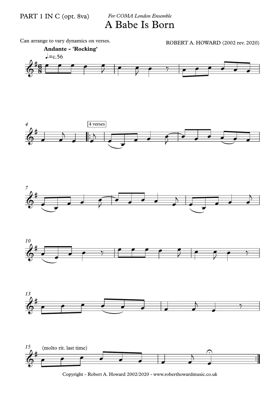 A Babe is Born (Flexible Version for voice(s) & ensemble) Choir scores gallery preview page 4
