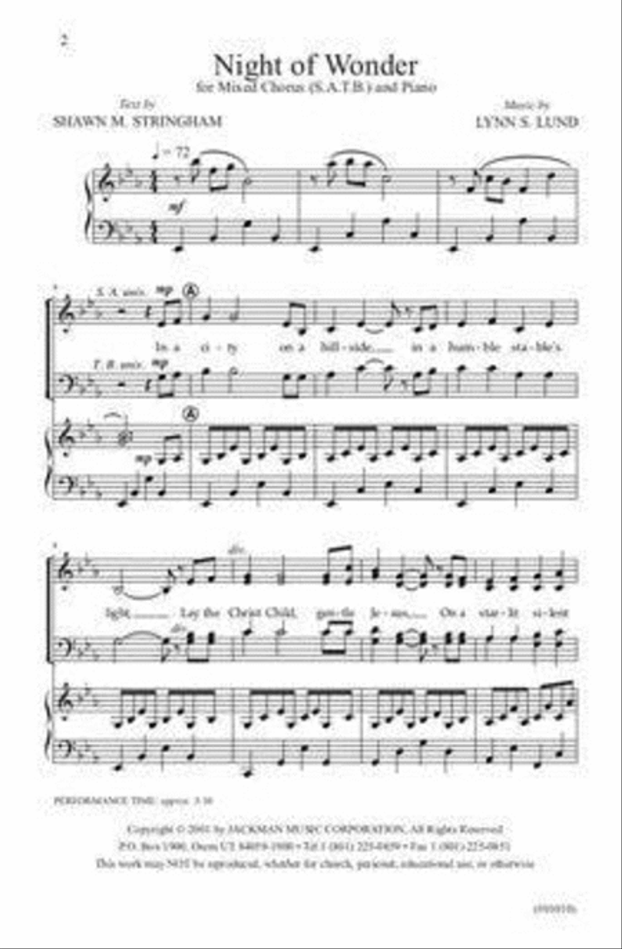 Night of Wonder - SATB Night of Wonder - SATB 4-Part scores gallery preview page 2