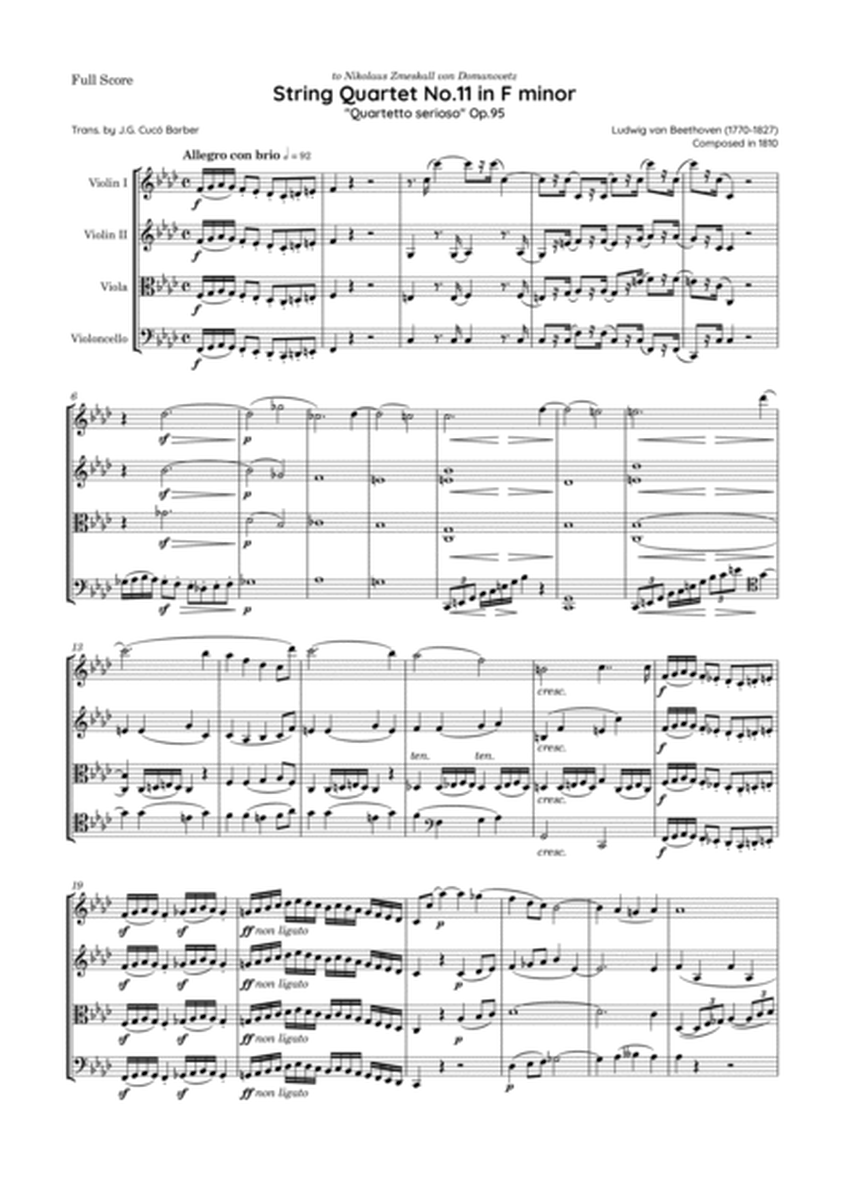 Beethoven - String Quartet No.11 in F minor, "Quartetto serioso" Op.95