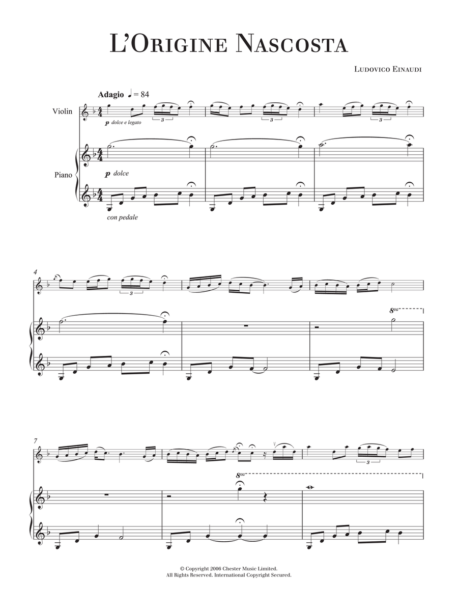 L'Origine Nascosta Violin Solo scores gallery preview page 1