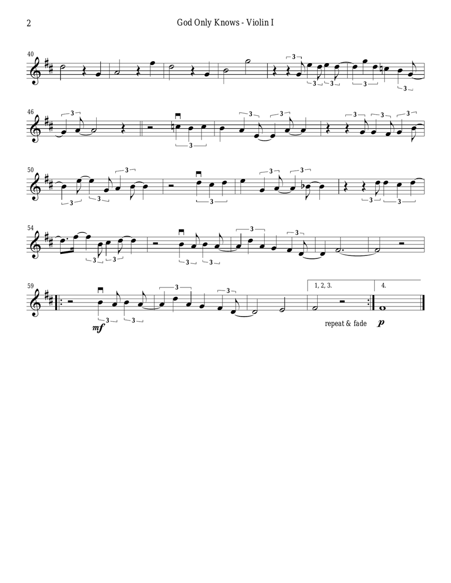 God Only Knows God Only Knows String Quartet scores gallery preview page 2