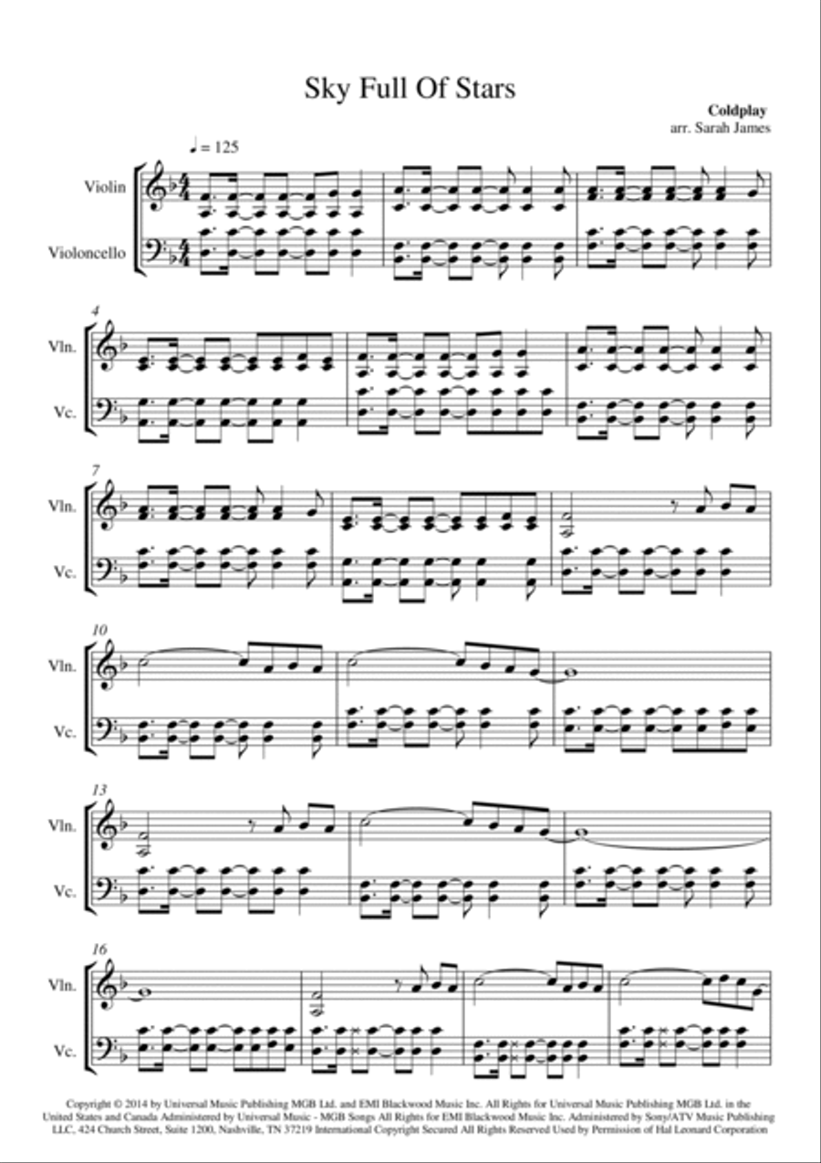 A Sky Full Of Stars A Sky Full Of Stars Score and Parts scores gallery preview page 2