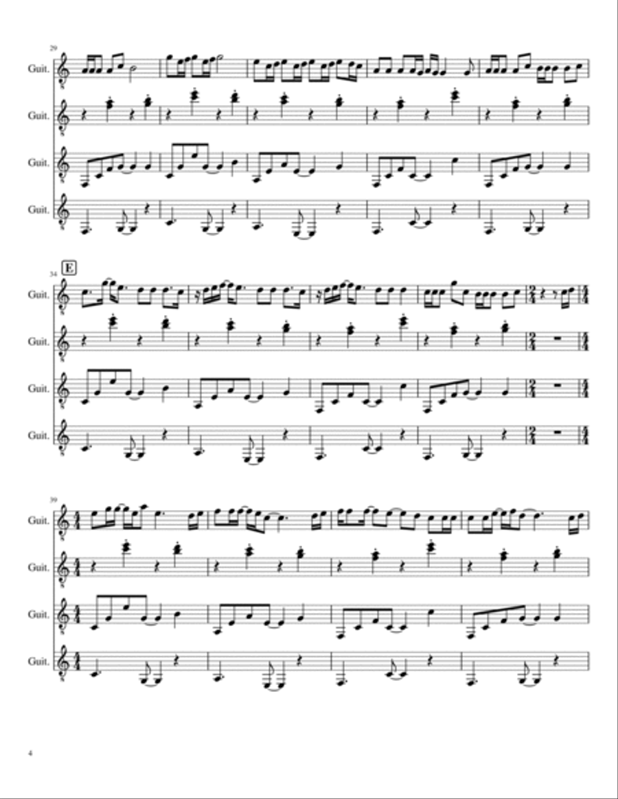 Memories Guitar Ensemble scores gallery preview page 4