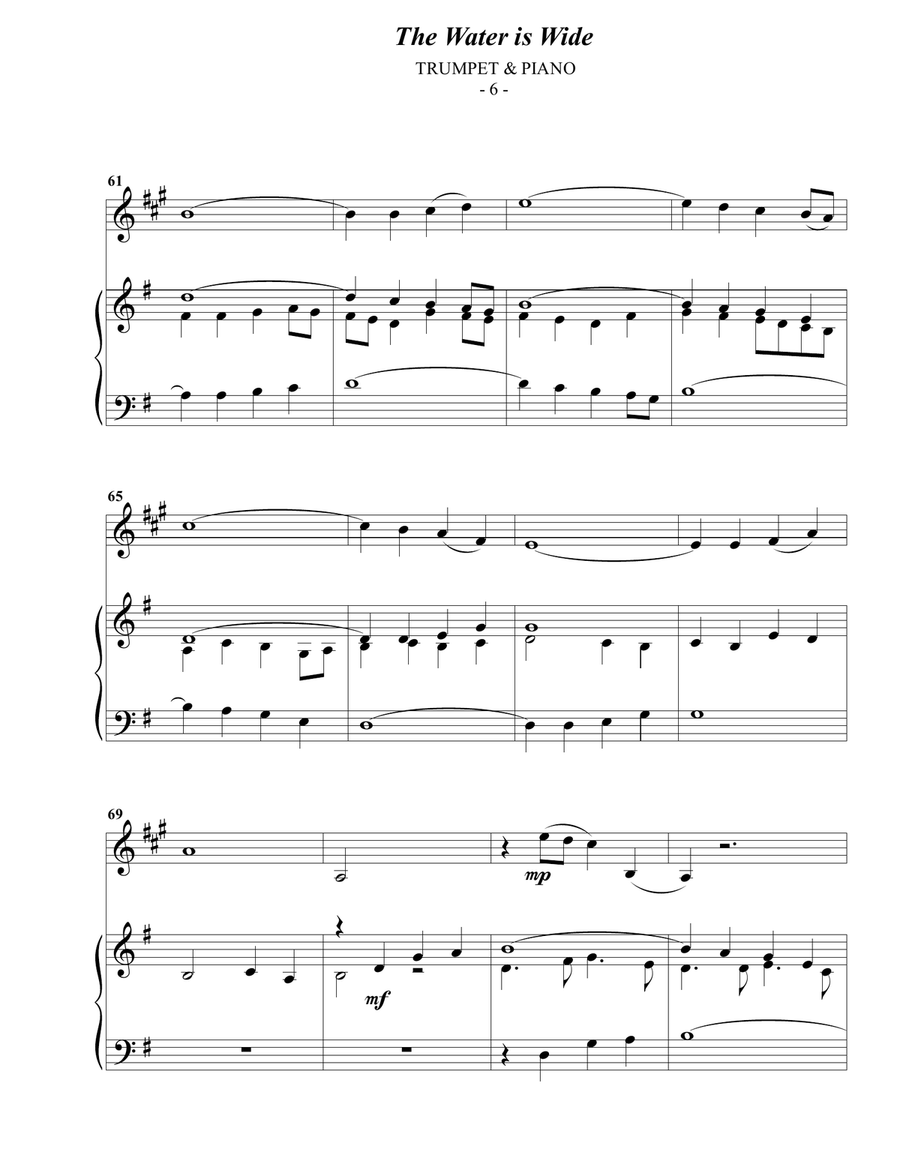 The Water is Wide for Trumpet & Piano image number null