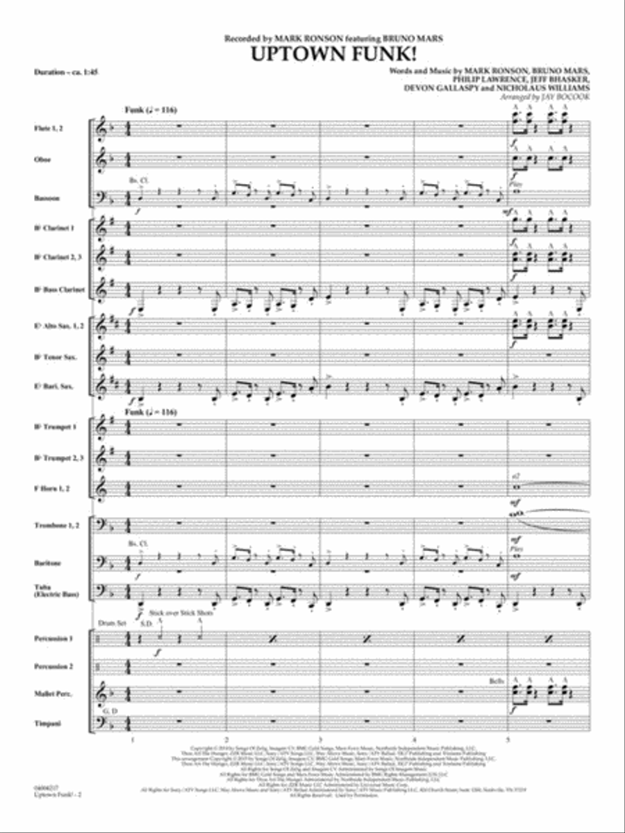 Uptown Funk! Concert Band scores gallery preview page 3