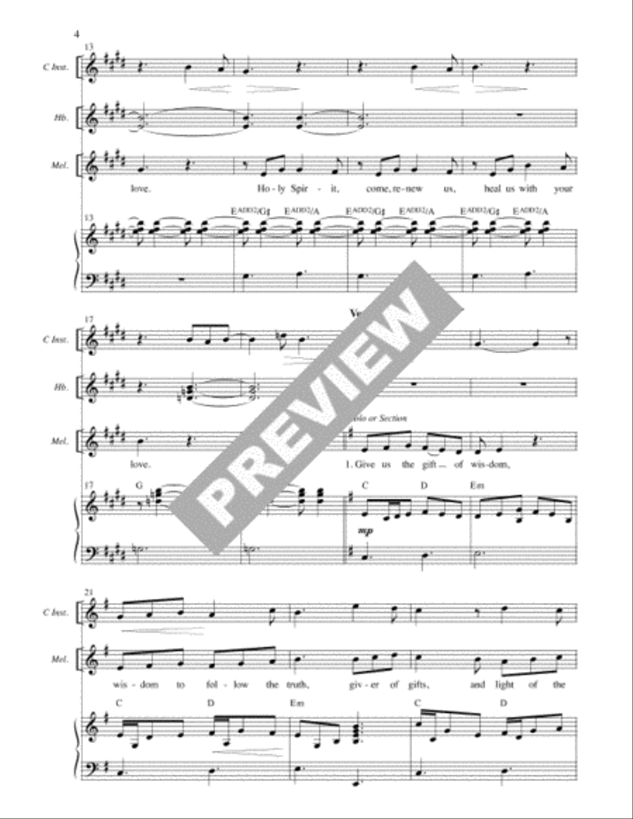 Holy Spirit - Full Score and Parts 3-Part scores gallery preview page 5