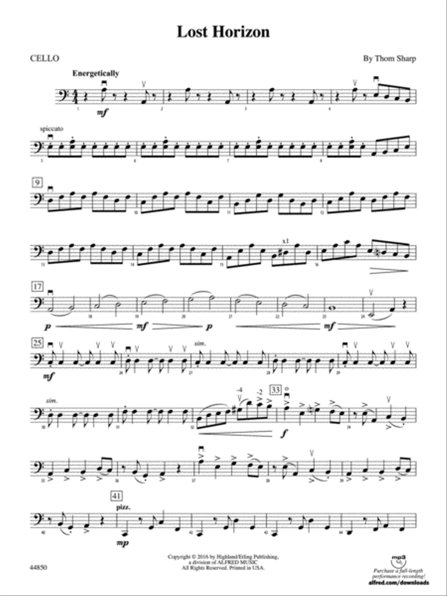 Lost Horizon: Cello String Orchestra scores gallery preview page 1