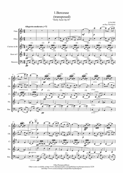 Fauré: Dolly Suite Op.56 Mvt.1 Berceuse (transposed) - wind quintet image number null