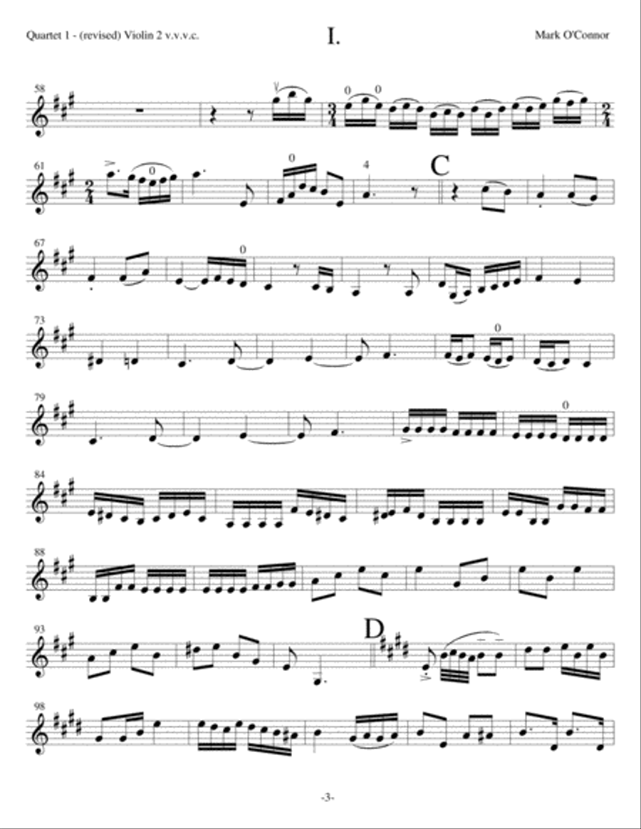 String Quartet No. 1 (violin 2 part - two vlns, vla, cel) String Quartet scores gallery preview page 6