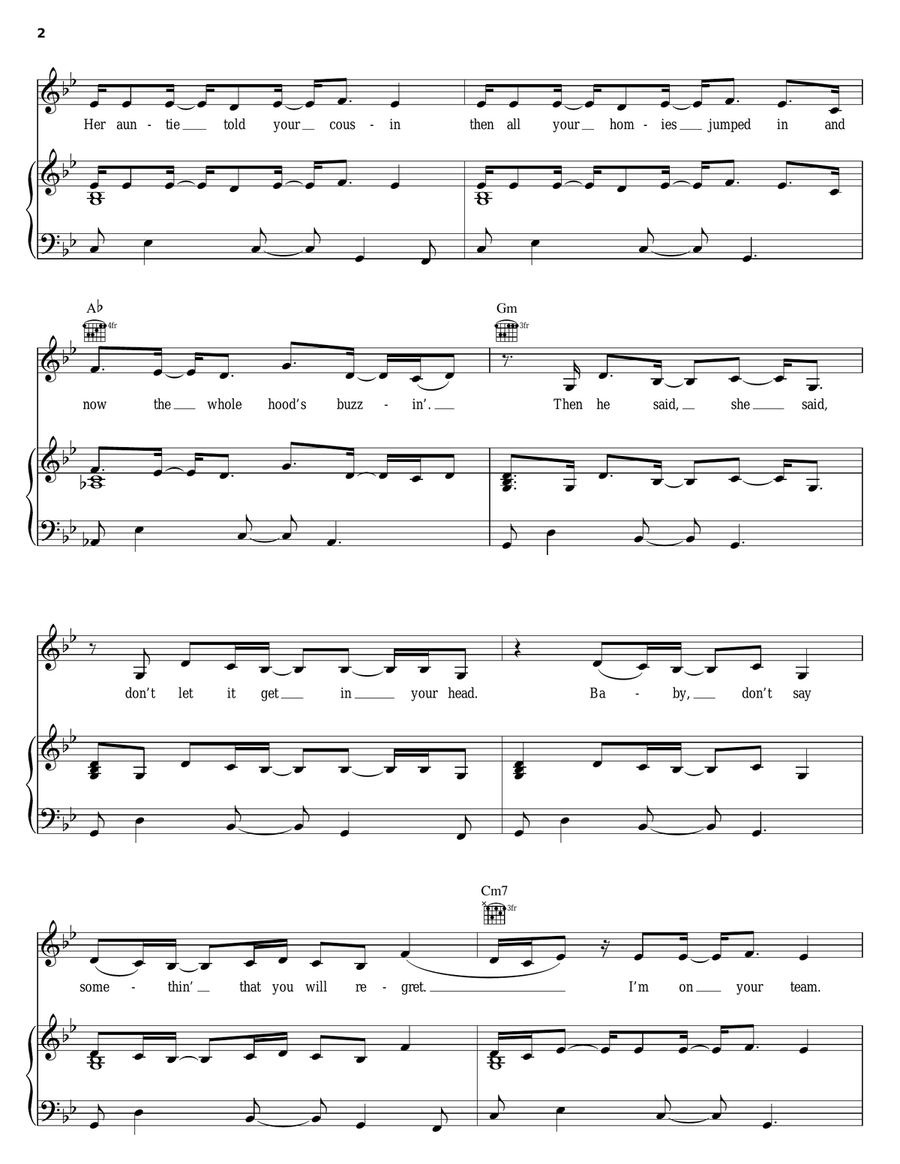 Talk About Our Love Talk About Our Love Piano, Vocal, Guitar scores gallery preview page 2