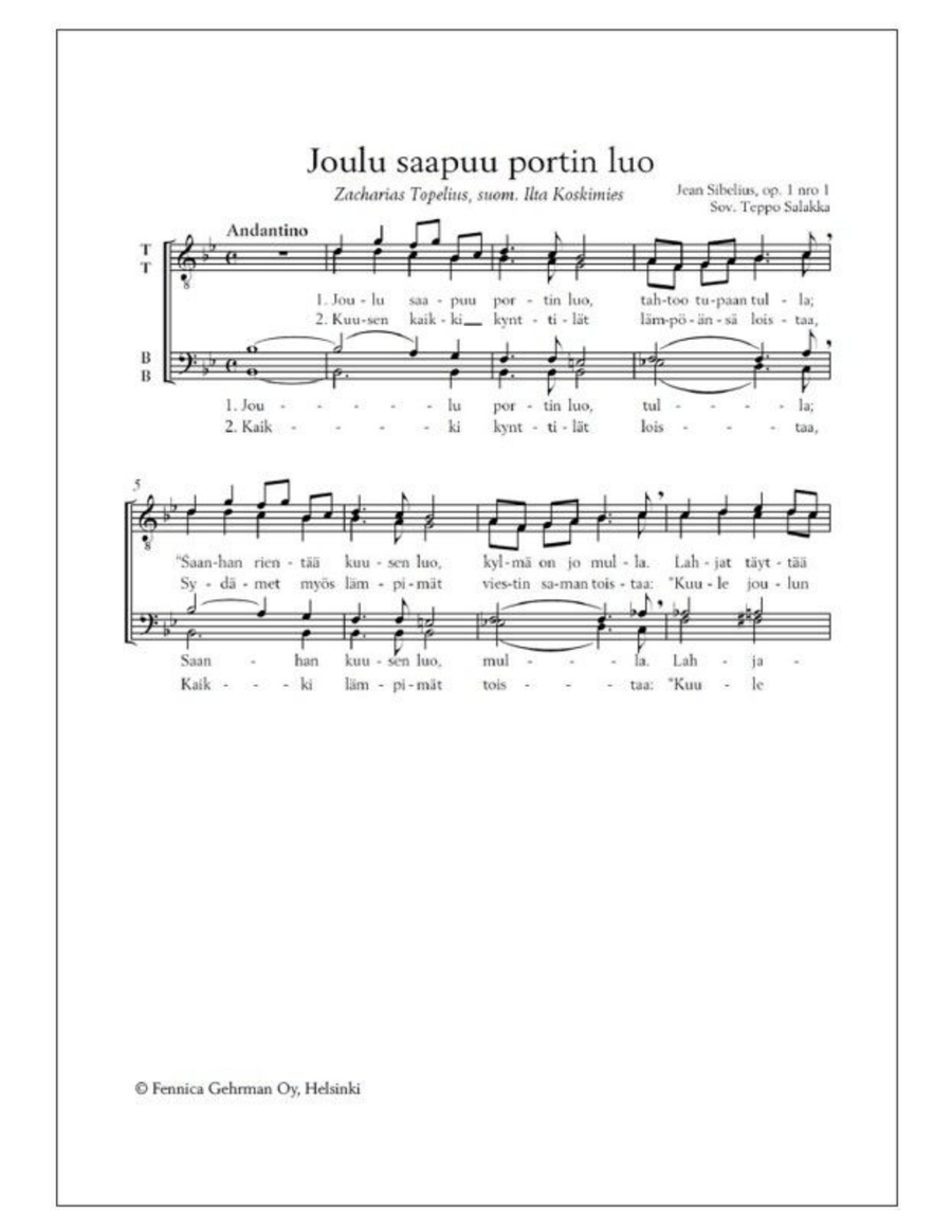 Viisi joululaulua op. 1 - Mieskuoro Men's Choir scores gallery preview page 4