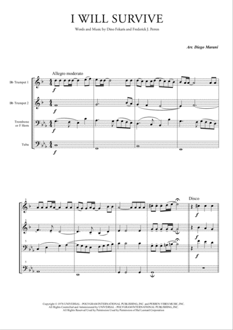 I Will Survive Brass Ensemble scores gallery preview page 1
