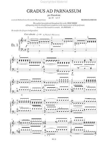 Gradus ad Parnassum Op. 44 for Piano - Vol. 1
