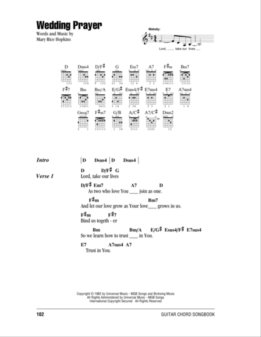 Wedding Prayer Wedding Prayer Acoustic Guitar scores gallery preview page 1