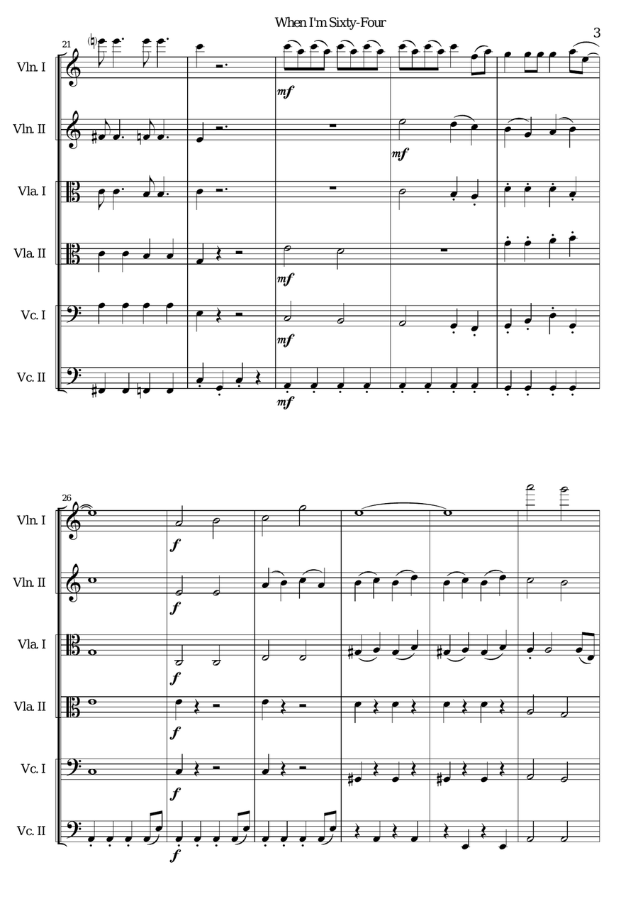 When I'm Sixty-Four Small Ensemble scores gallery preview page 3