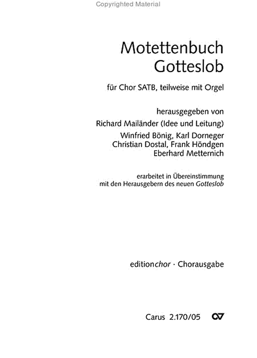 Motettenbuch Gotteslob. Chorpartitur (editionchor)