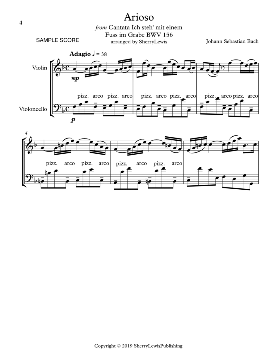 ARIOSO, Bach, String Duo, Intermediate Level for violin and cello image number null
