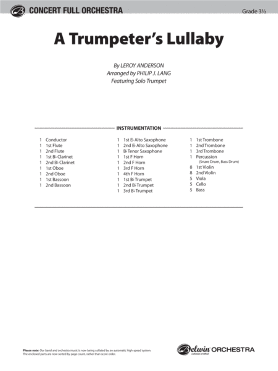 Trumpeter's Lullaby Full Orchestra scores gallery preview page 2
