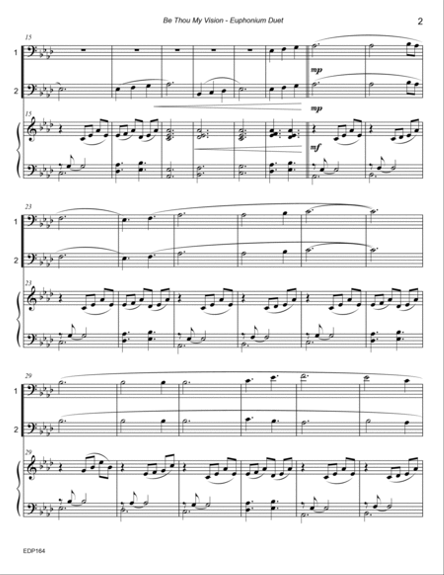 BE THOU MY VISION - EUPHONIUM DUET with Piano Accompaniment (or Baritone TC/Trombone) Brass Duet scores gallery preview page 2