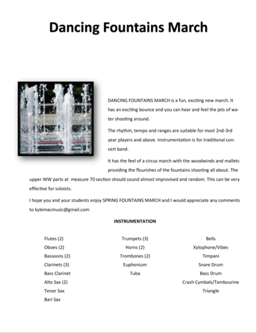 Dancing Fountains March Concert Band scores gallery preview page 2