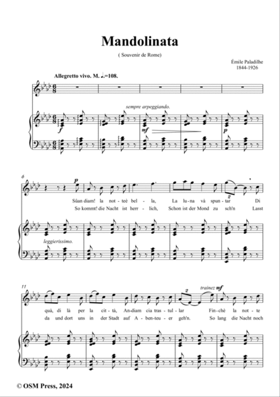 Paladilhe-Mandolinata( Souvenir de Rome),in A flat Major Voice scores gallery preview page 2
