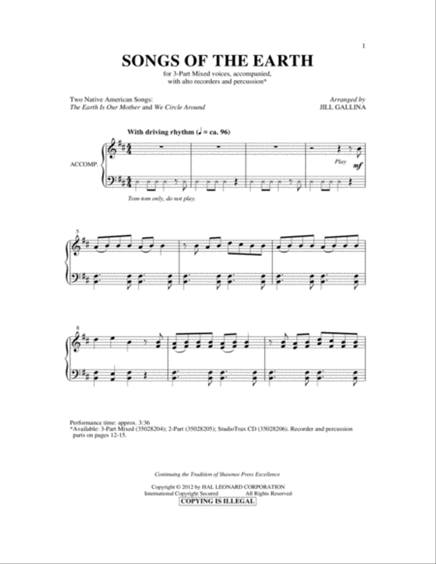 The Earth Is Our Mother 3-Part scores gallery preview page 1
