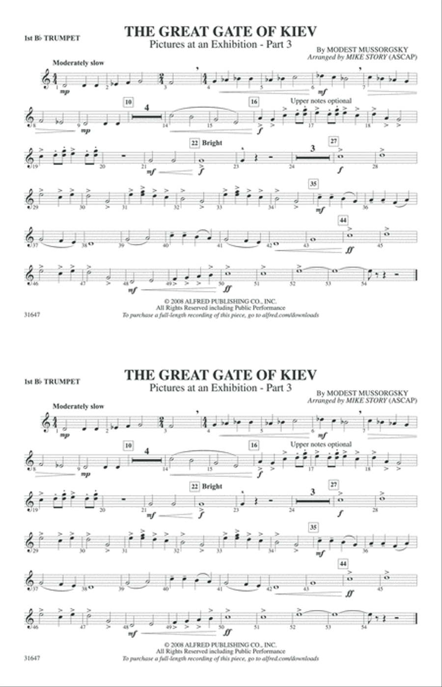 The Great Gate of Kiev: 1st B-flat Trumpet Marching Band scores gallery preview page 1