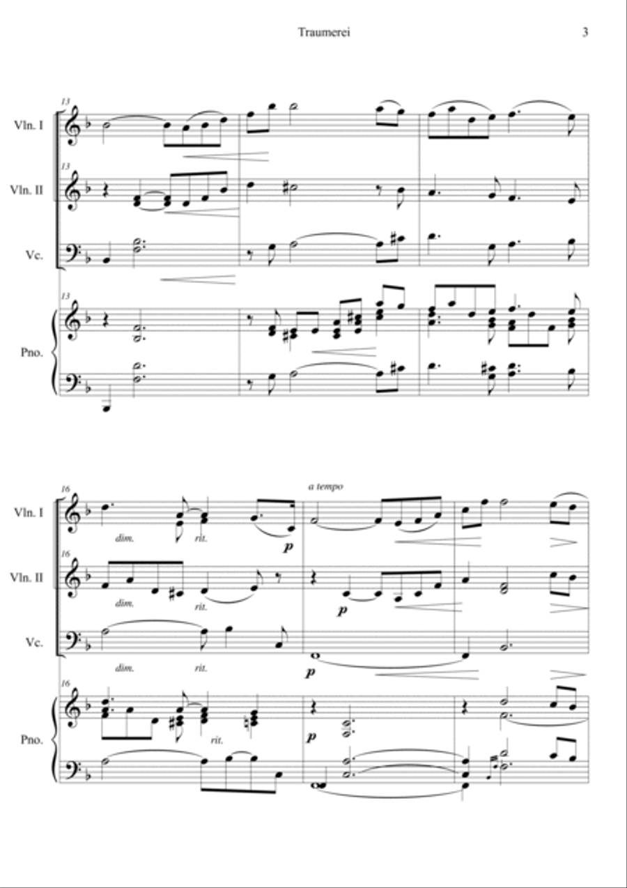Traumerei scenes from childhood op15 Piano Quartet scores gallery preview page 3