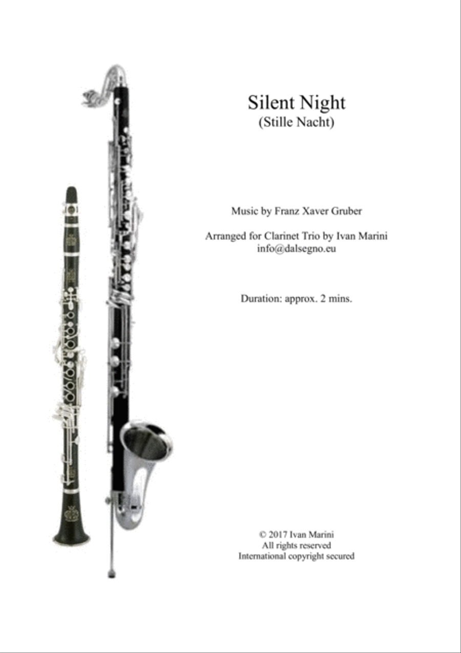 SILENT NIGHT - STILLE NACHT - for easy Clarinet Trio image number null