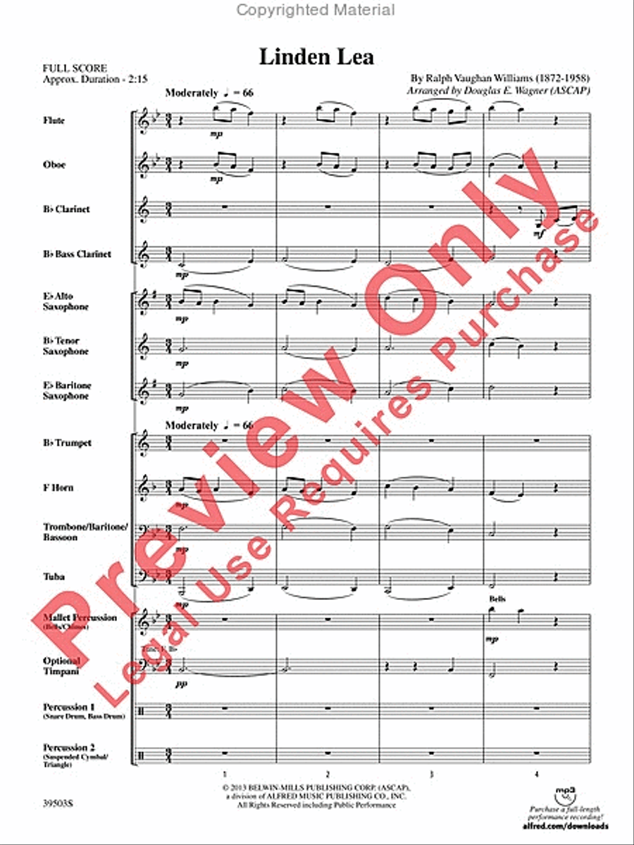 Linden Lea Concert Band scores gallery preview page 3