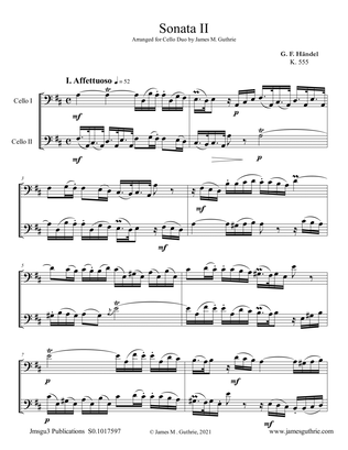 Book cover for Handel: Sonata No. 2 for Cello Duo