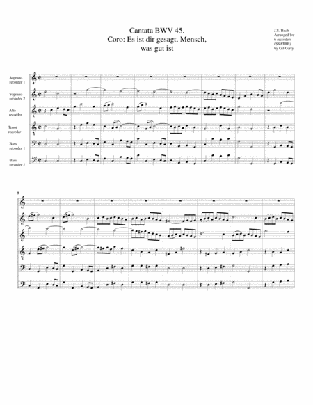 Coro: Es ist dir gesagt, Mensch, was gut ist, from cantata BWV 45 (Version in C major)