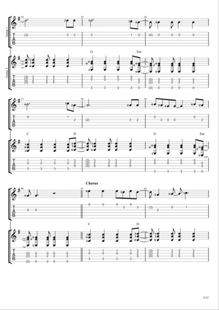 Viva La Vida Guitar scores gallery preview page 5