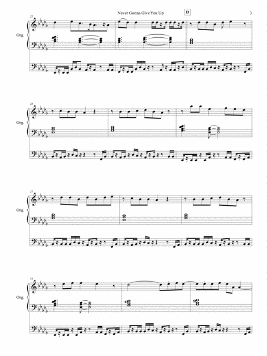 Never Gonna Give You Up Organ Solo scores gallery preview page 4