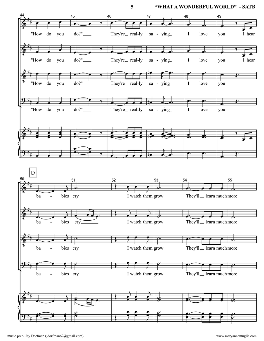 What A Wonderful World 4-Part scores gallery preview page 5