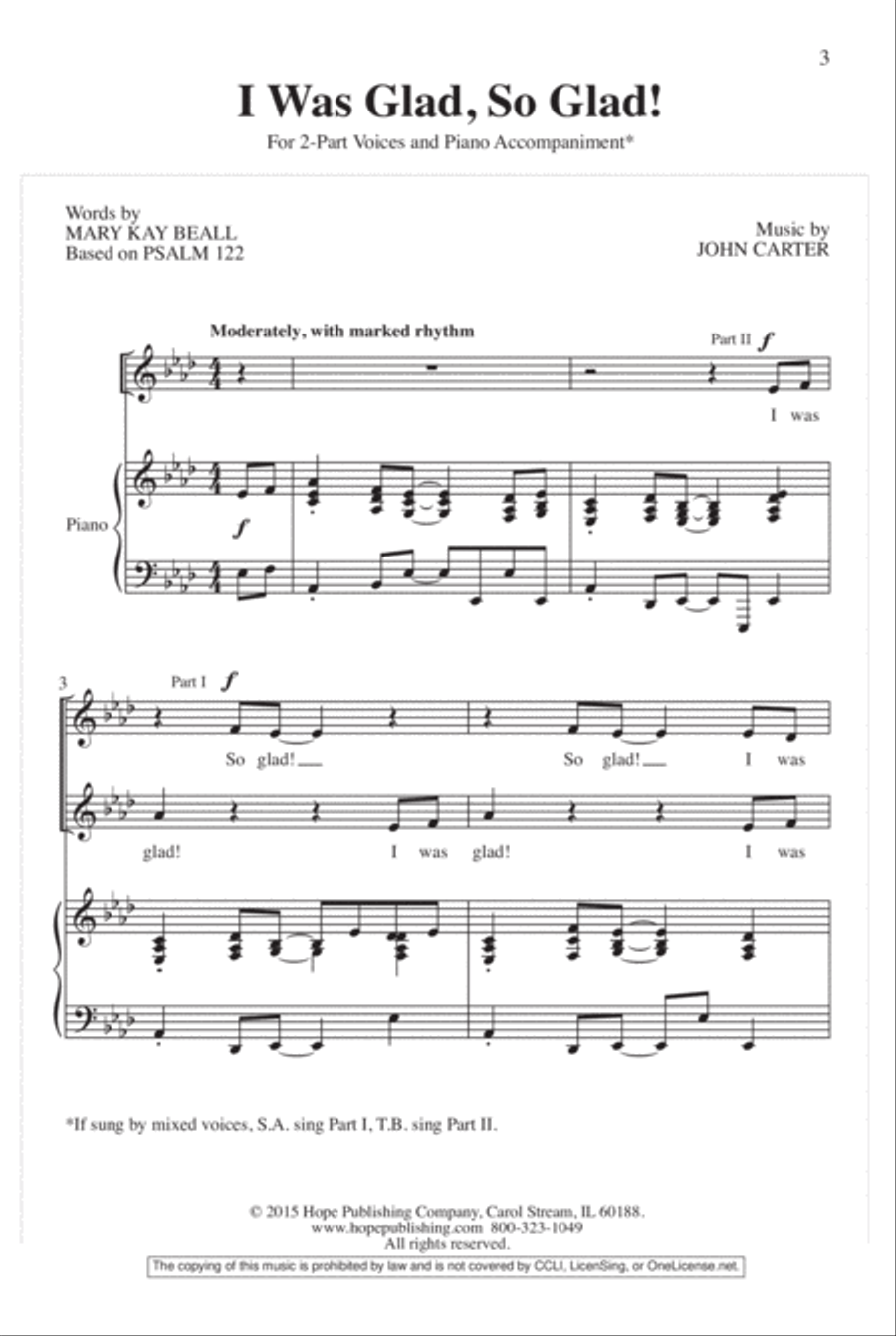 I Was Glad, So Glad! I Was Glad, So Glad! 2-Part scores gallery preview page 4