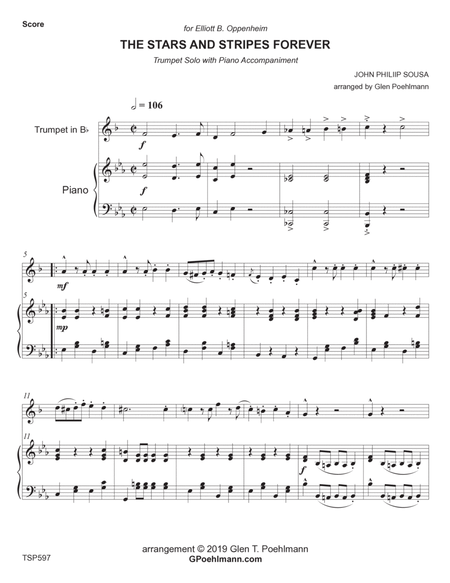 THE STARS AND STRIPES FOREVER - TRUMPET SOLO with Piano Accompaniment image number null
