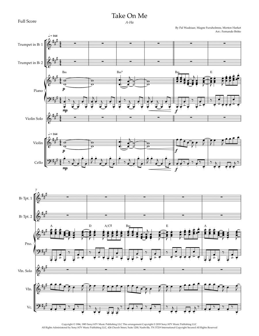 Take On Me Small Ensemble scores gallery preview page 1