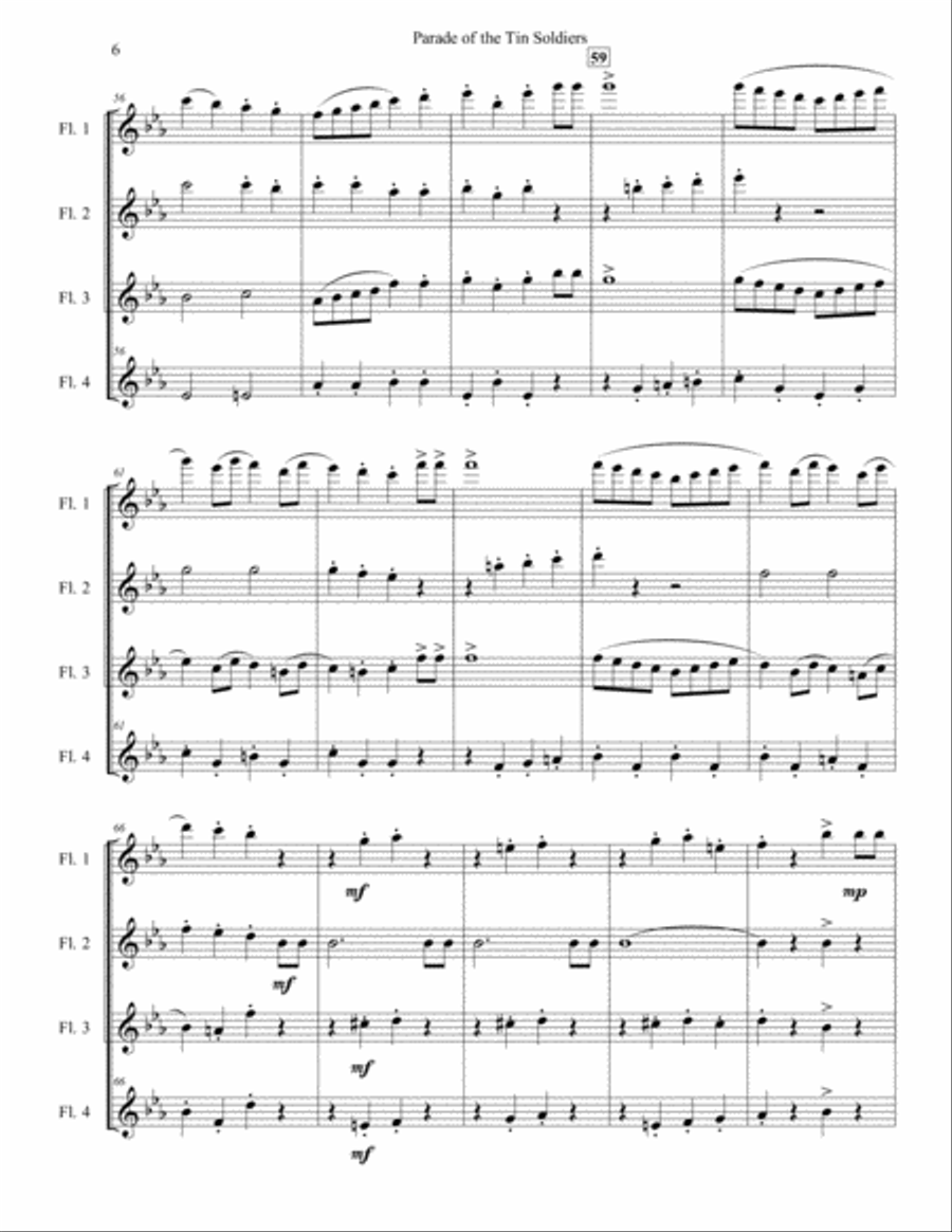 Parade of the Tin Soldiers for Flute Quartet Parade of the Tin Soldiers for Flute Quartet Flute Quartet scores gallery preview page 6