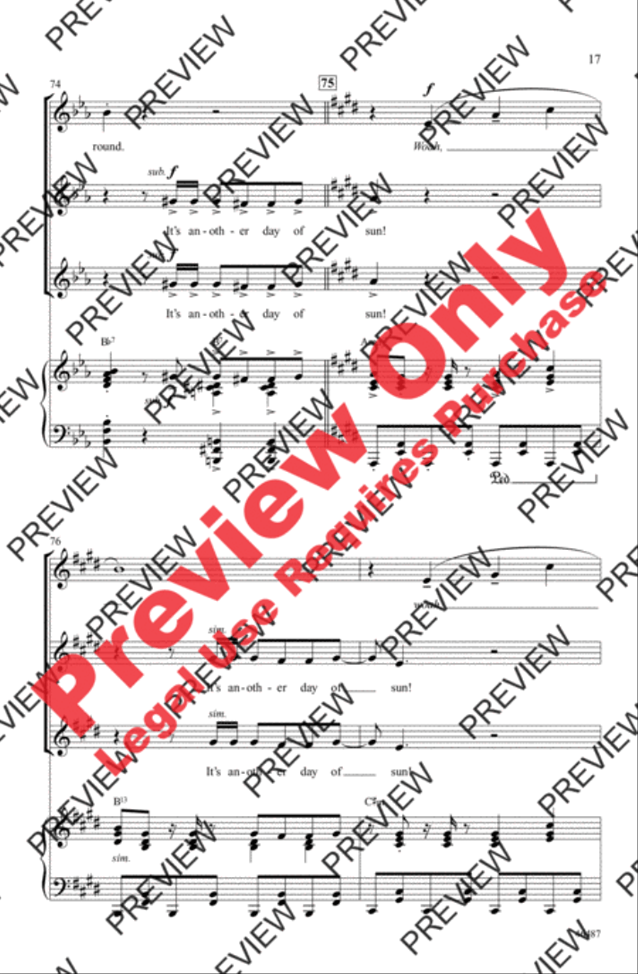 Another Day of Sun Women's Choir scores gallery preview page 17