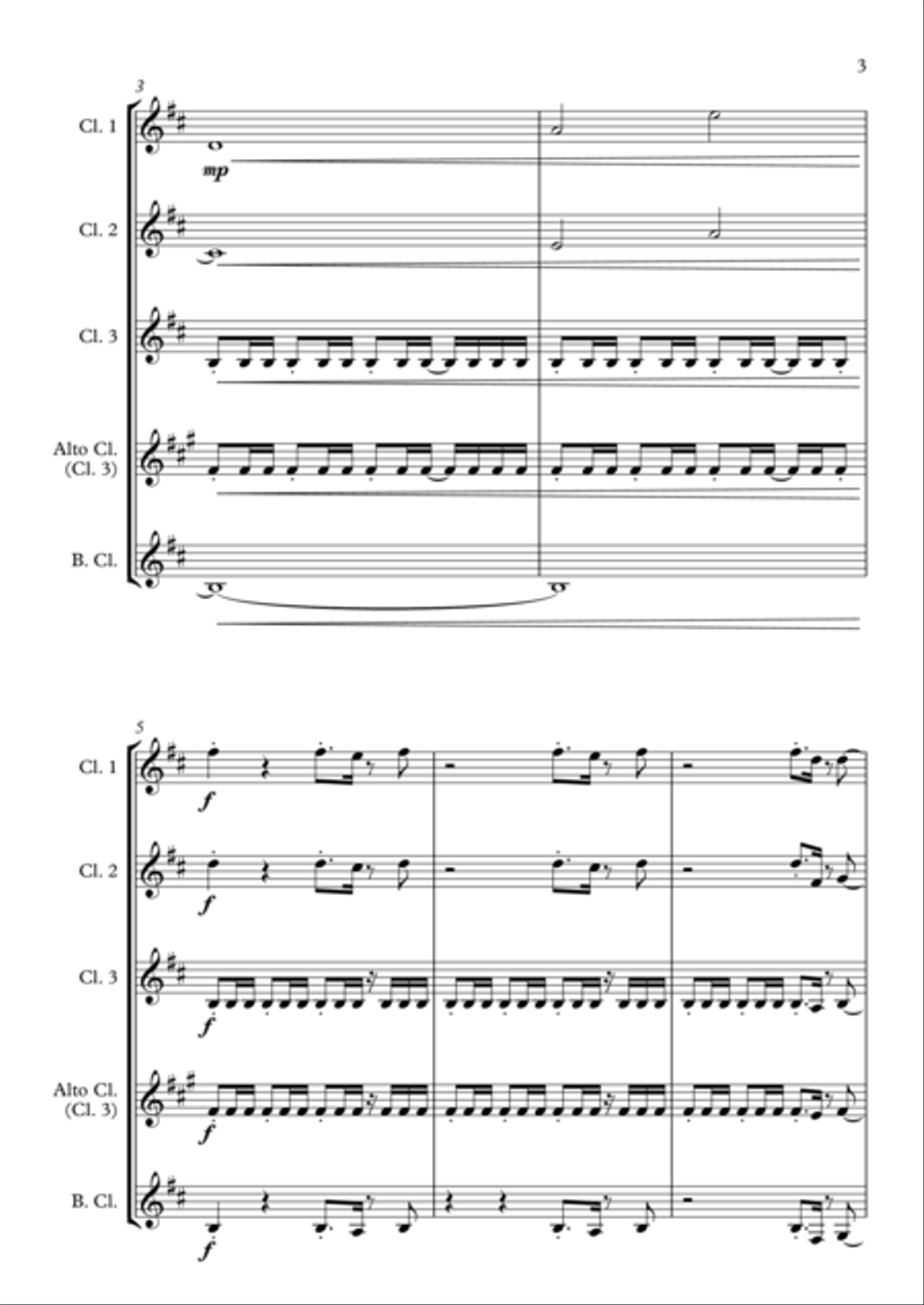 Eye Of The Tiger Clarinet Quartet scores gallery preview page 3