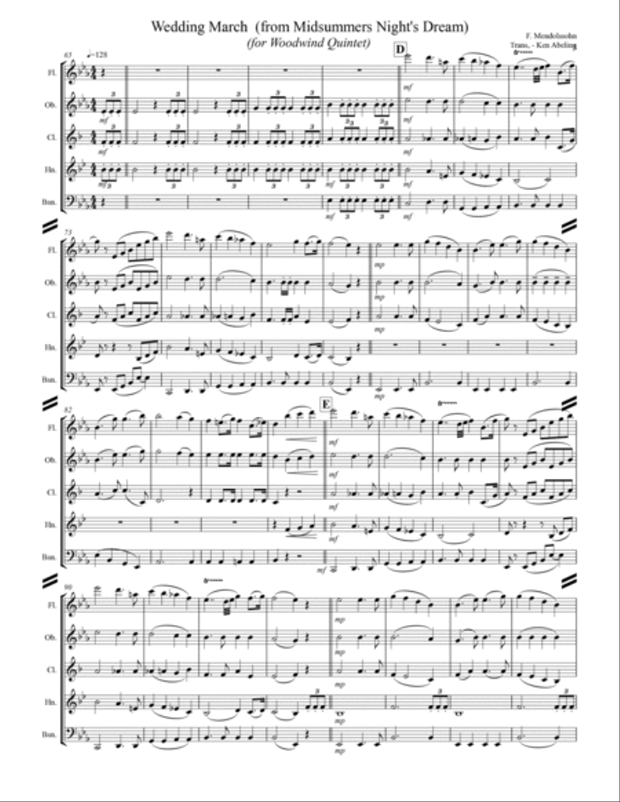 Wedding Processional & Recessional (for Woodwind Quintet) Woodwind Quintet scores gallery preview page 4