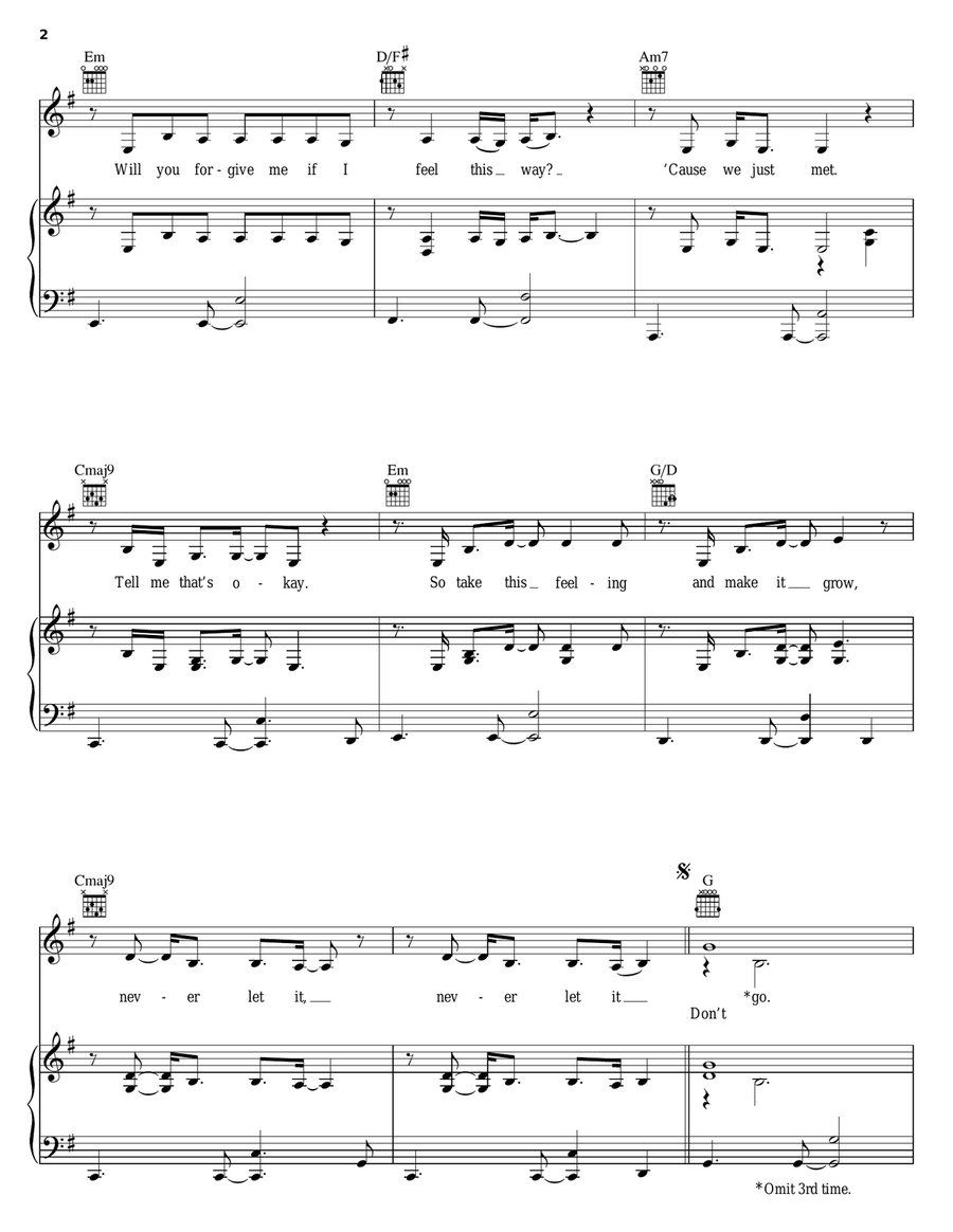 Don't Let Go Piano, Vocal, Guitar scores gallery preview page 2