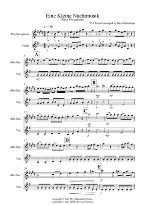 Eine Kleine (1st Movement) for Alto Saxophone and Violin Duet