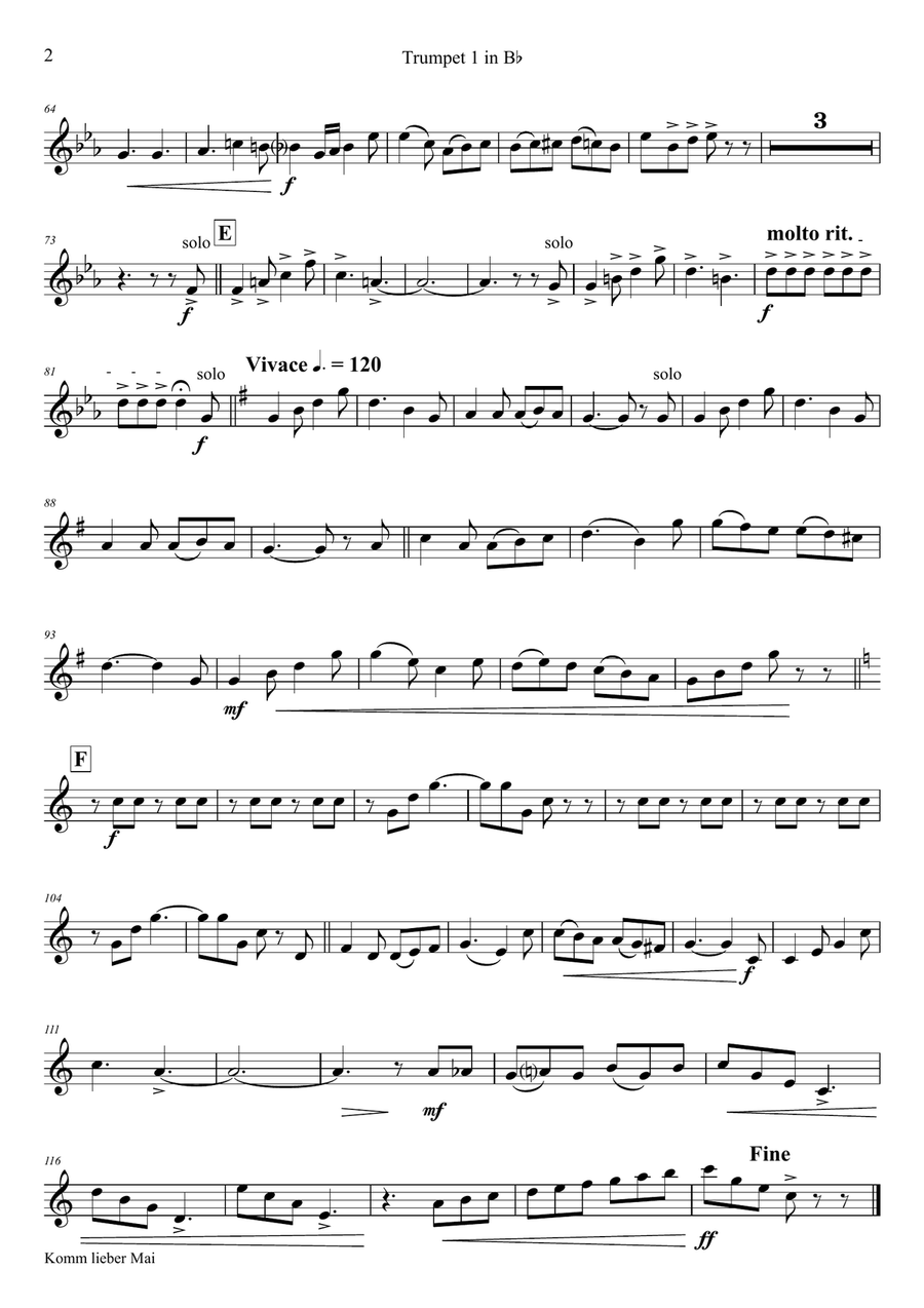 Komm lieber Mai - German Folk Song - Brass Quintet Brass Quintet scores gallery preview page 6