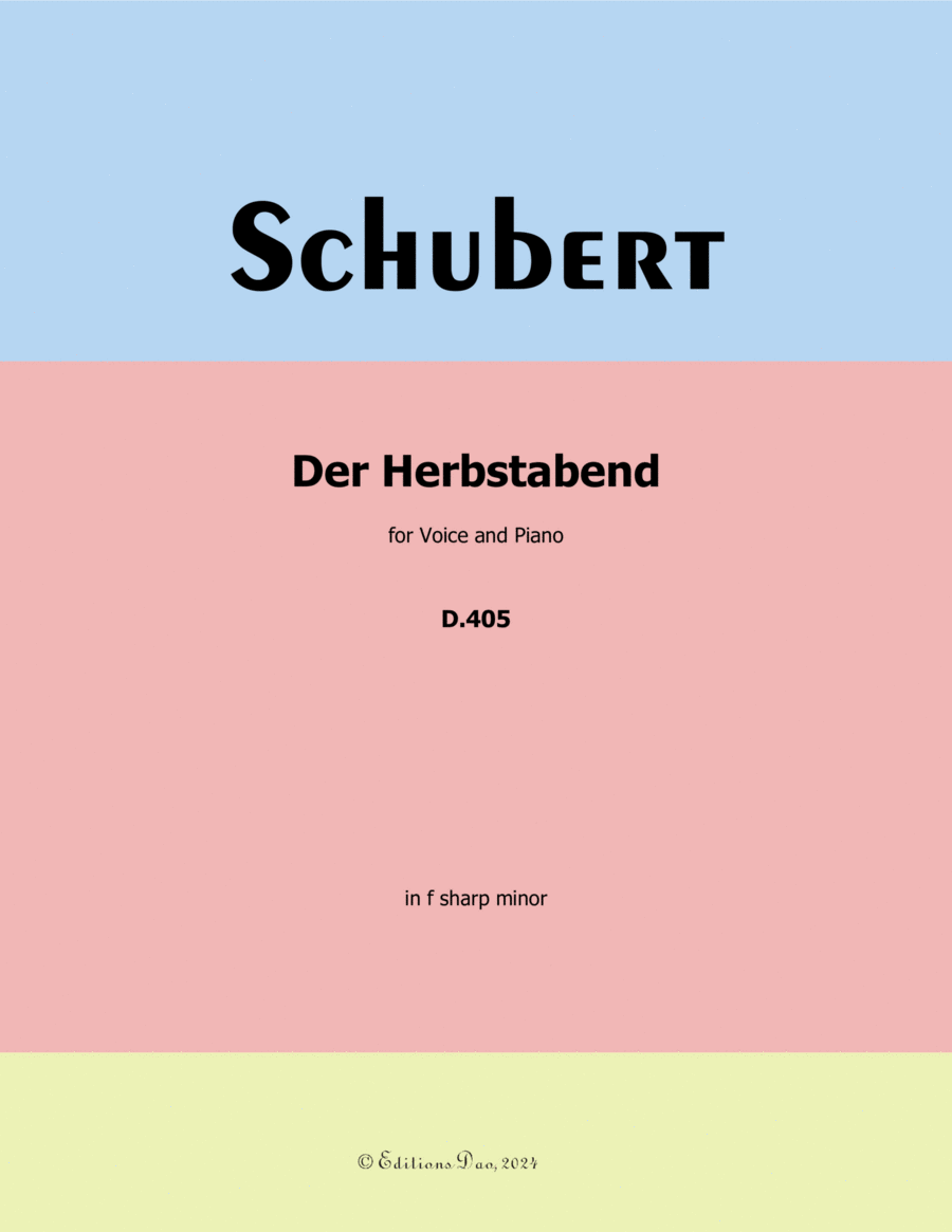 Der Herbstabend, by Schubert, D.405, in f sharp minor Voice scores gallery preview page 1