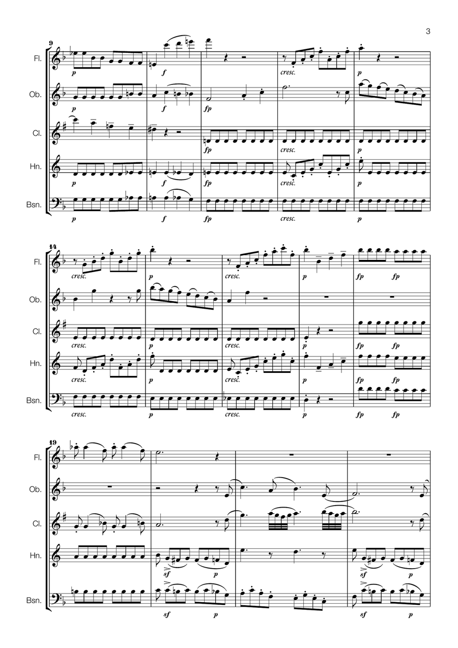 The Queen of the Night Aria (Mozart) for Wind Quintet Woodwind Quintet scores gallery preview page 3