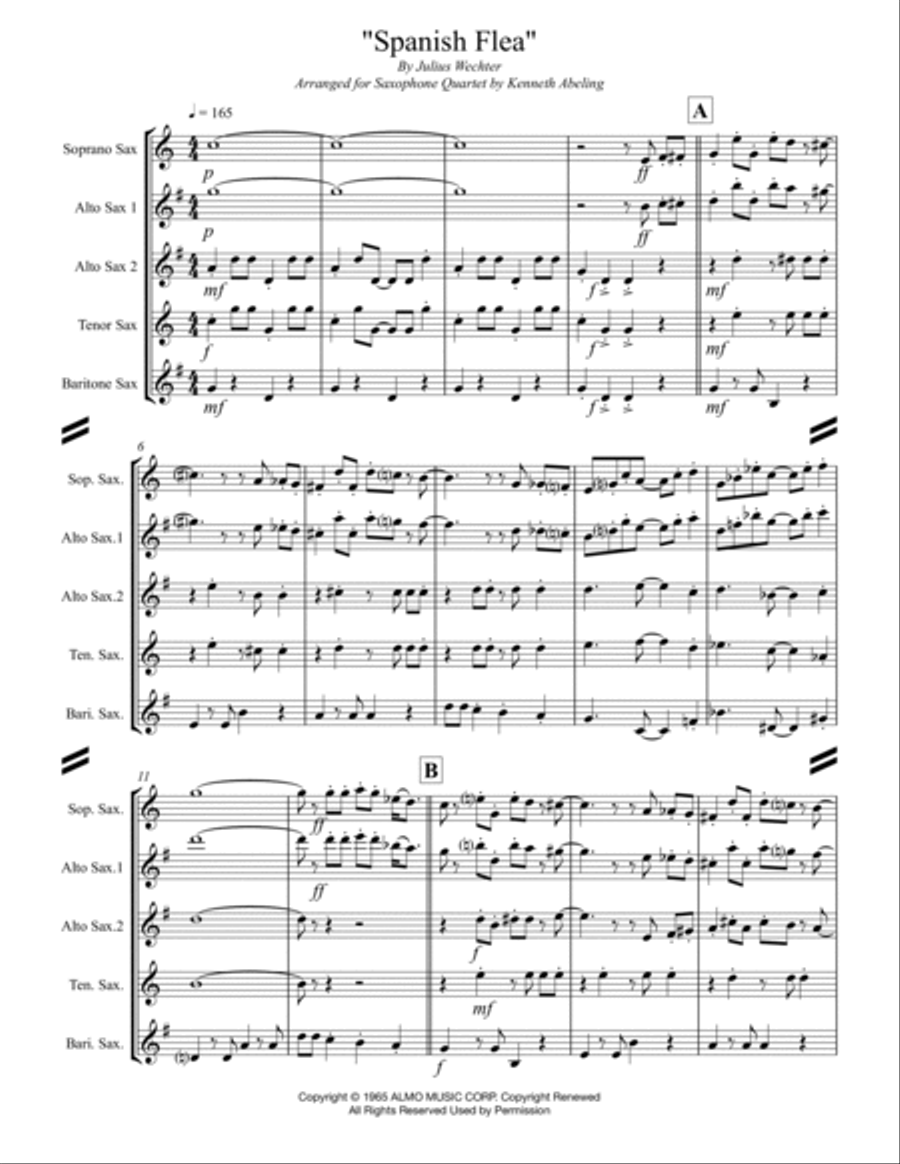 Spanish Flea Saxophone Quartet scores gallery preview page 2